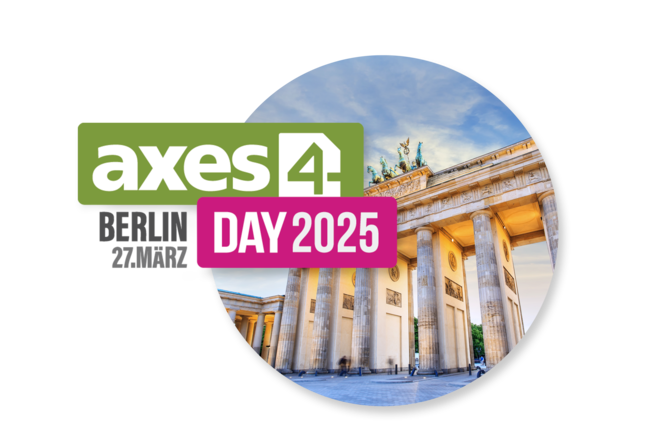 Logo axes4 Day 2025, Berlin 27.März: Abbildung Brandenburger Tor